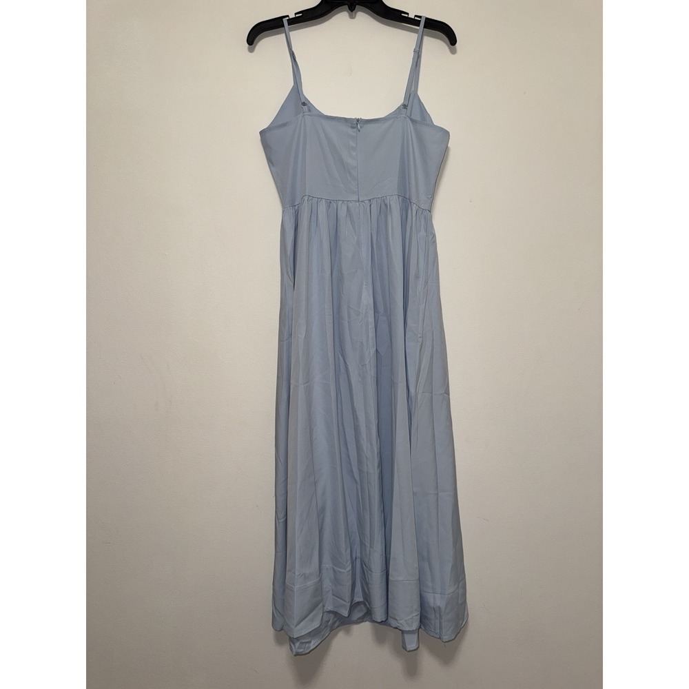 Women Spaghetti Strap Sleeveless High Waist Ruffle A-line Cotton Poplin (L/XL) - Picture 9 of 9